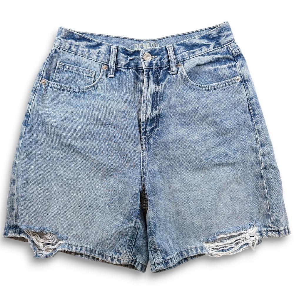 Rewash Super High Rise Distressed Denim Shorts Light Wash Blue Size 5 27